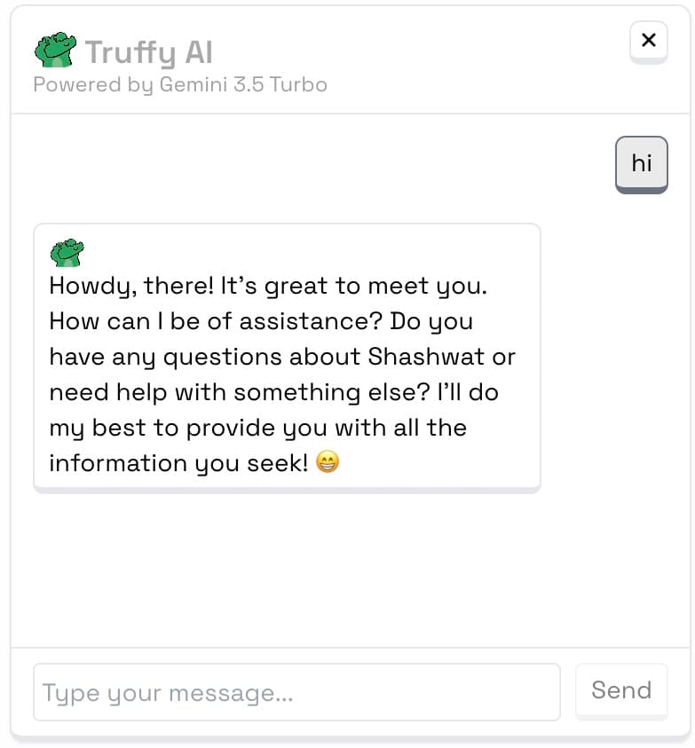 The chat assistant answering a question in a small panel on the site