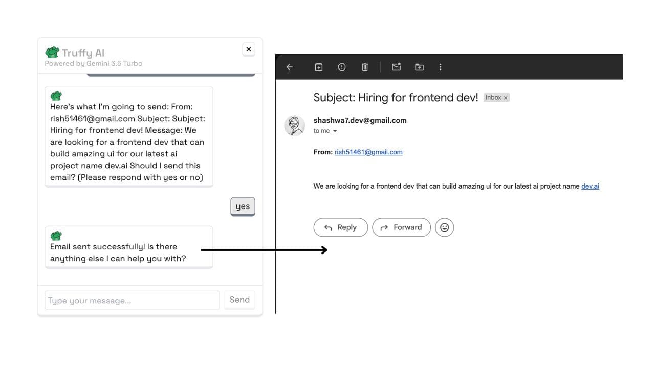 The assistant showing a preview of the message before sending